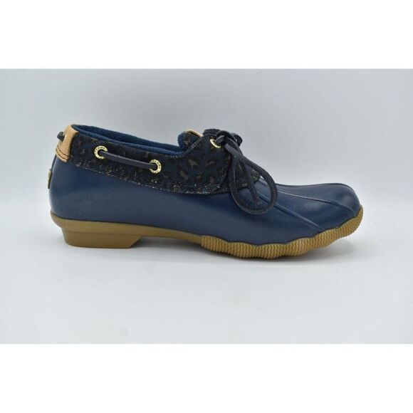 Sperry Womens Size 7 Saltwater 1 Eye Cheetah Navy Slip on Duck Boots Shoes - Picture 6 of 12